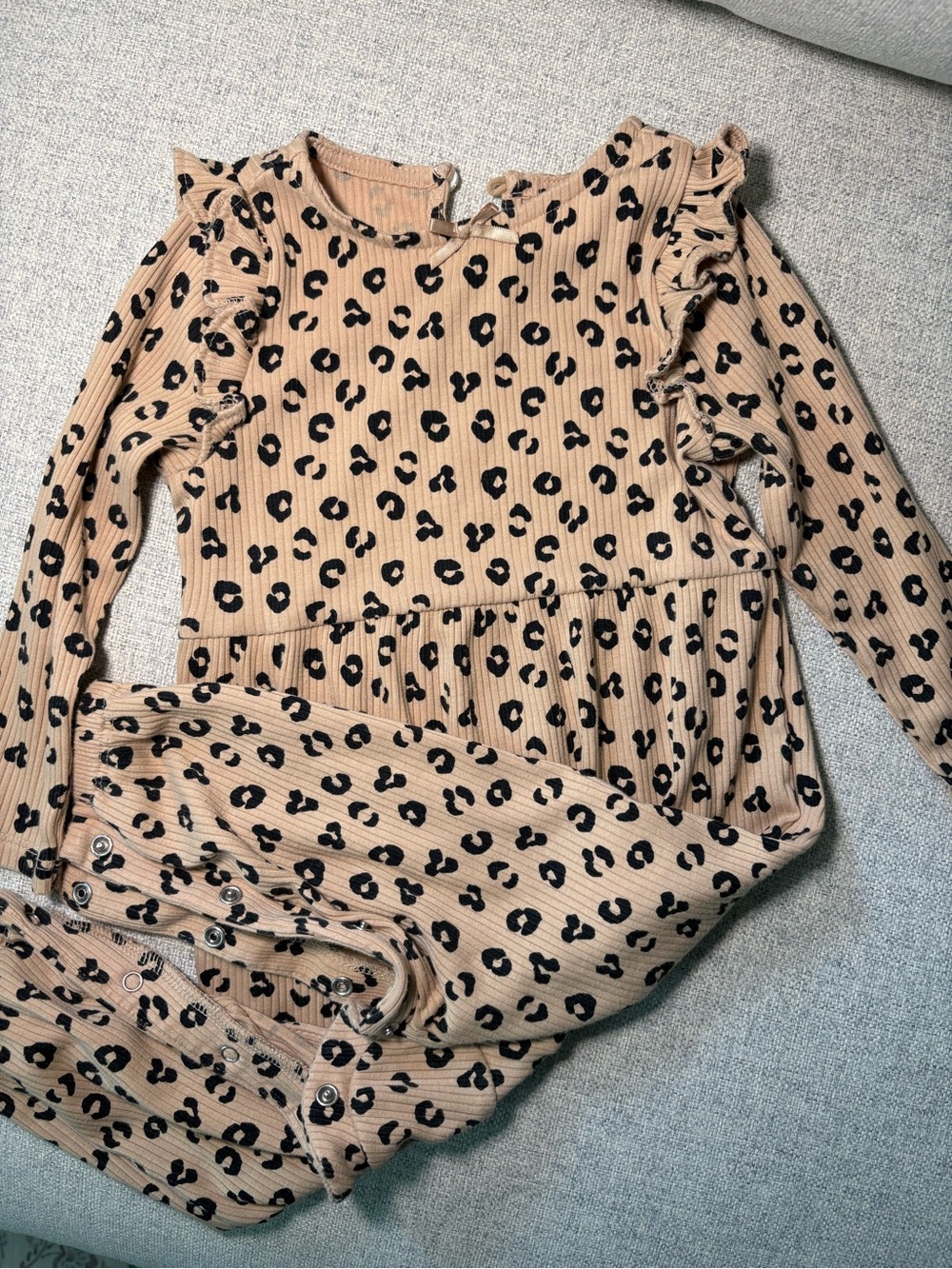 Old Navy Leopard Ruffle Long-Sleeve One-Piece Bodysuit